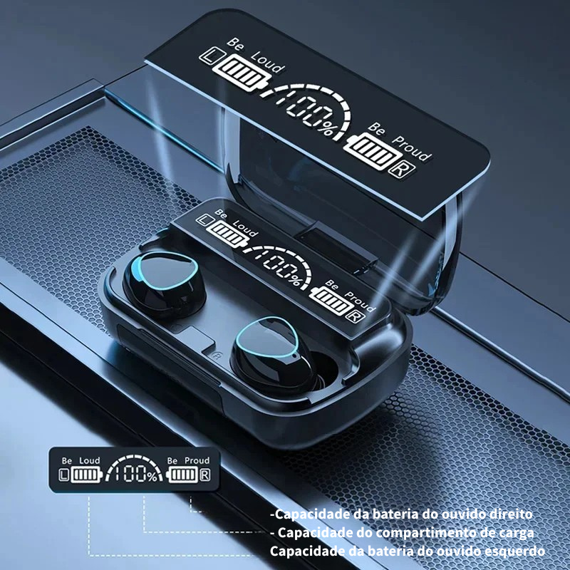 Fones de ouvido Bluetooth M10 com microfone