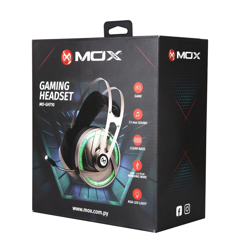 Headset Gamer Preto RGB Com Fio E Microfone Mox MO-GH710 (FONMOGH710)